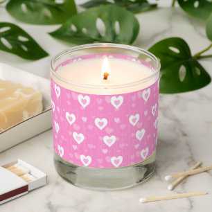 Cute Pink Hearts Pattern Scented Candle
