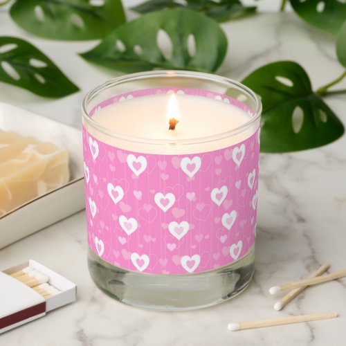 Cute Pink Hearts Pattern Scented Candle
