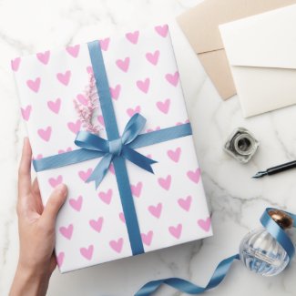 Cute Pink Hearts Pattern Wrapping Paper