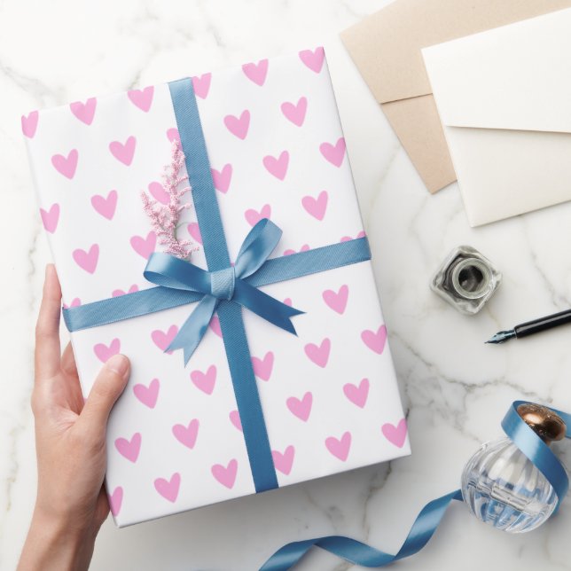 Cute Pink Hearts Pattern Wrapping Paper (Gifting)