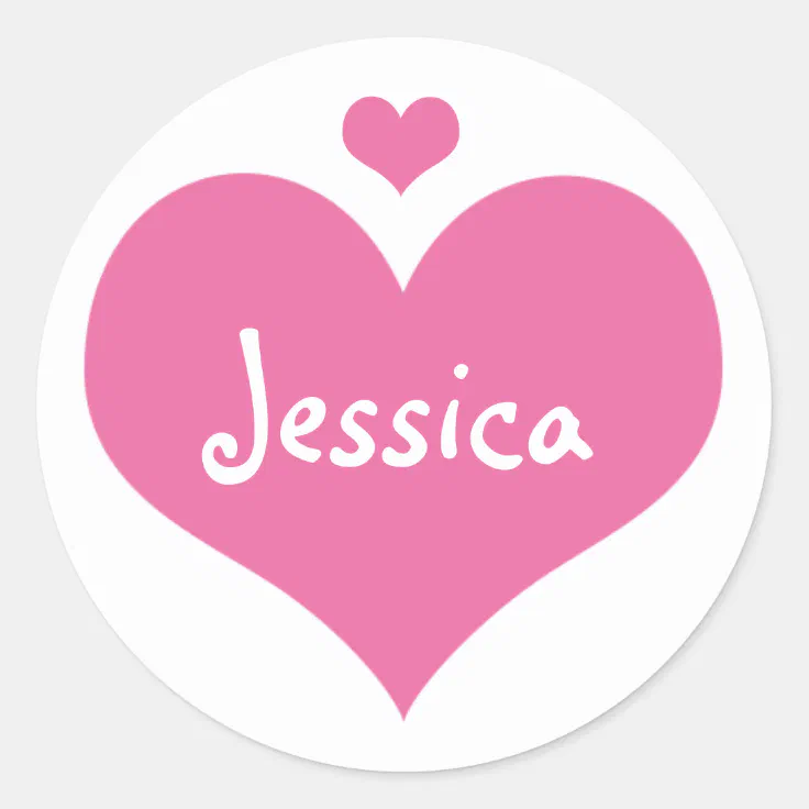 Cute Pink Hearts Personalized Girly Name Classic Round Sticker Zazzle 4522