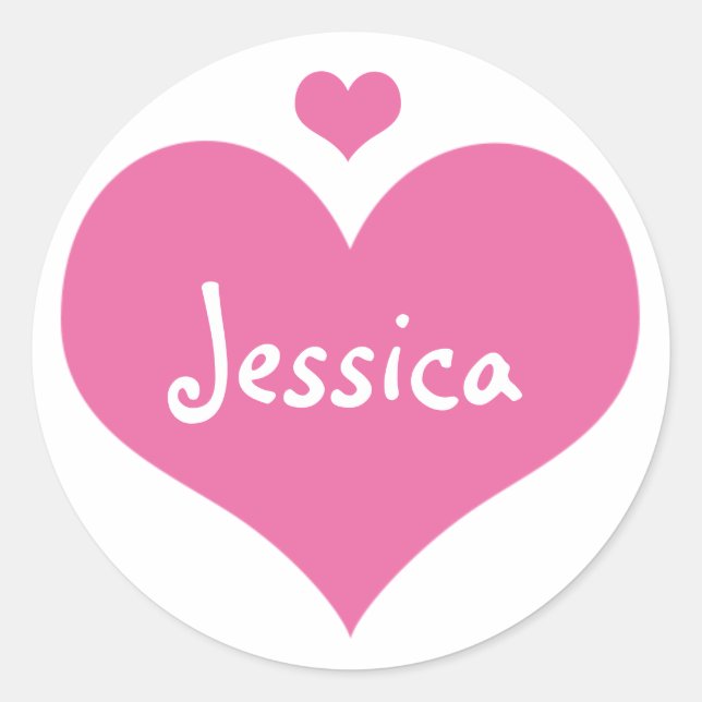 Cute Pink Hearts Personalized Girly Name Classic Round Sticker (Front)