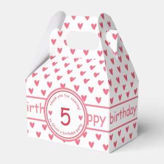 Cute Pink Hearts - Personalized Kids Birthday Favor Box