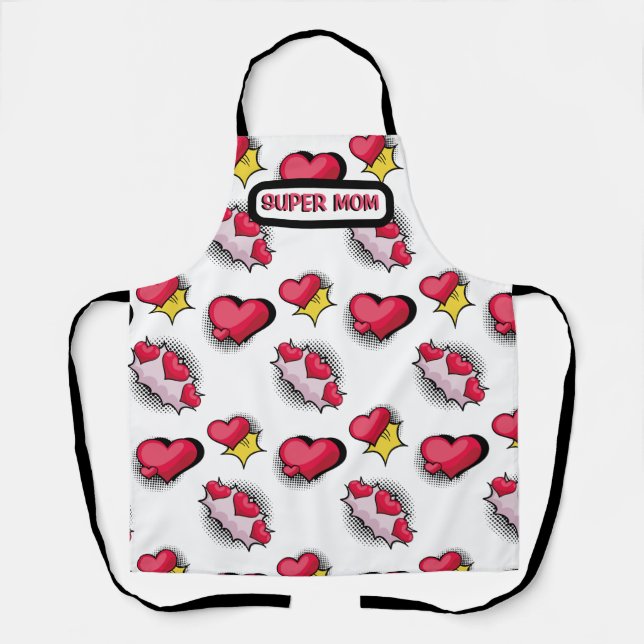 Cute pink hearts personalized name  apron (Front)