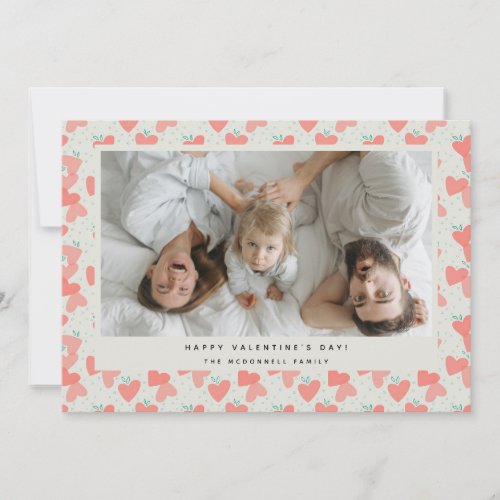 Cute Pink Hearts Photo Happy Valentines Day Holiday Card