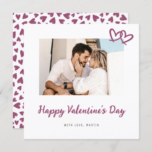 Cute Pink Hearts Photo Valentines Day Card