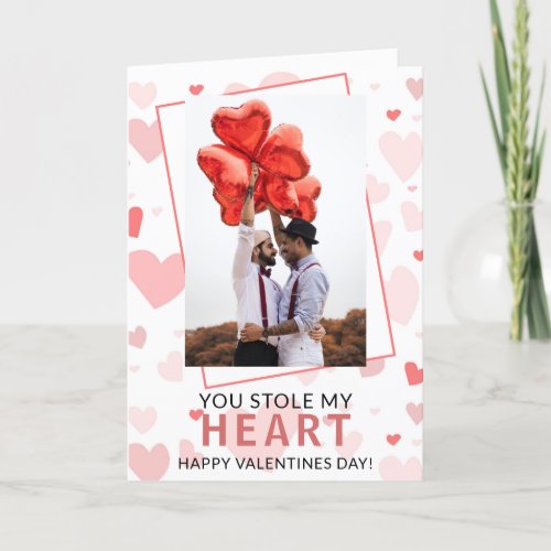 Cute Pink Hearts Photo Valentines Day Holiday Card