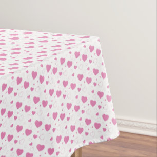 Cute pink hearts romantic pattern  tablecloth