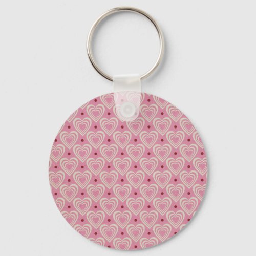 Cute Pink Hearts Romantic Pattern valentine   Keychain