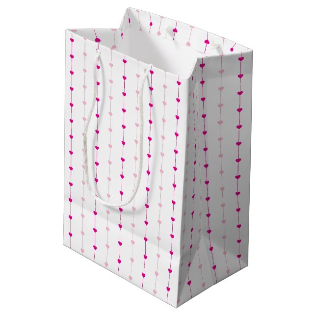 Cute Pink Hearts Valentine Gift Bag (Back Angled)