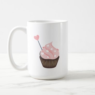 Cute Pink Hearts Valentines Cupcake Coffee Mug
