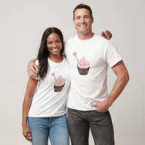 Cute Pink Hearts Valentines Cupcake T-Shirt