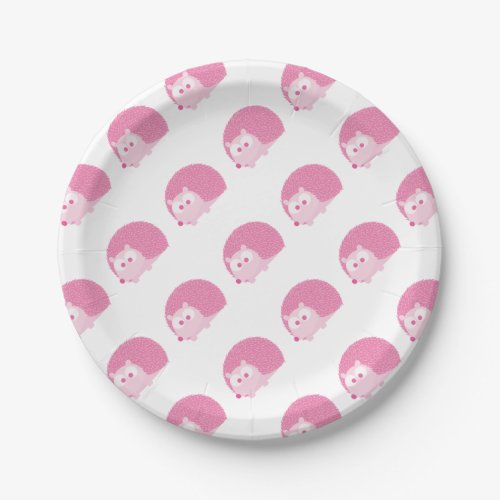 Cute Pink Hedgehog Paper Plates