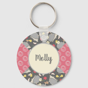 Cute Pink Hedgehog Pattern Keychain