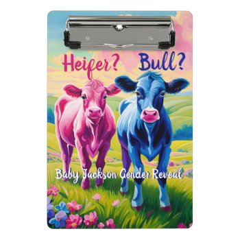 Cute Pink Heifer And Blue Bull Calf Mini Clipboard by DakotaInspired at Zazzle