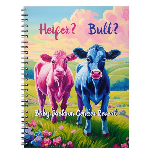 Cute Pink Heifer and Blue Bull Calf Notebook