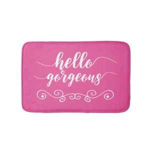 Cute Pink Hello Gorgeous Bathroom Mat