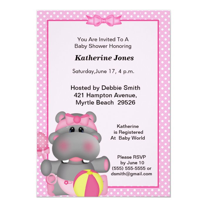 hippo baby shower invitations