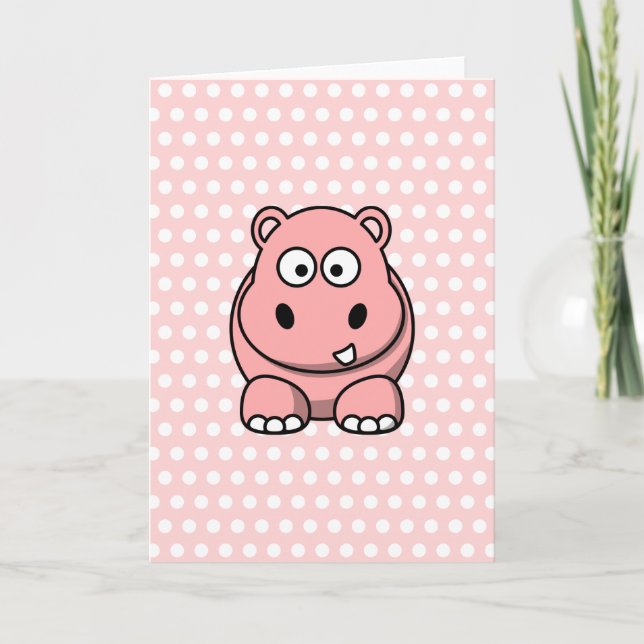 Cute Pink Hippo Card (Front)