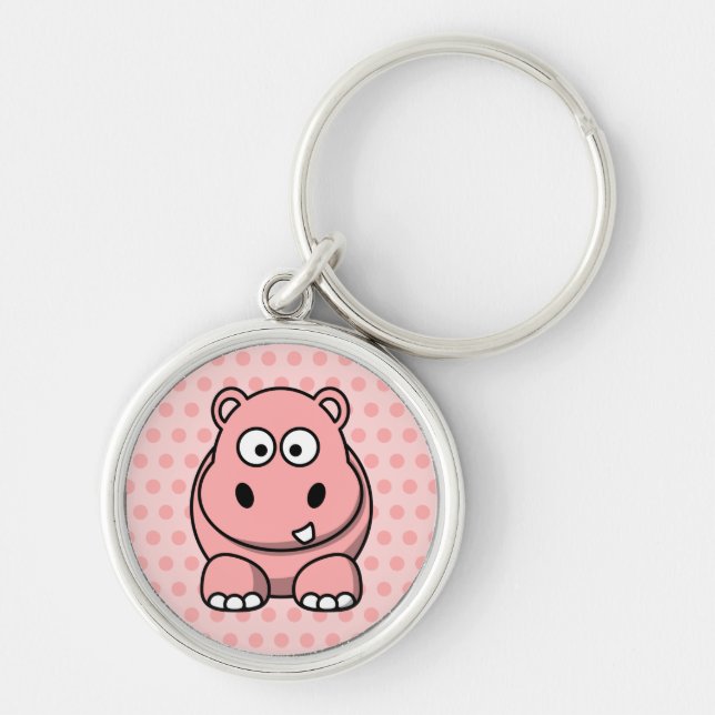 Cute Pink Hippo Keychain (Front)