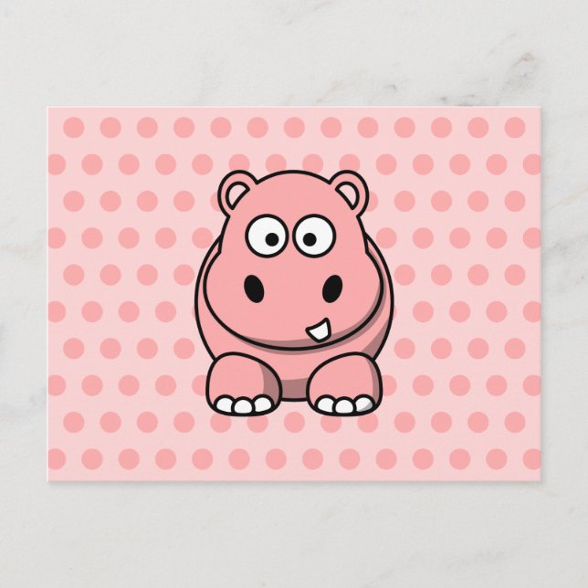 Cute Pink Hippo Postcard (Front)