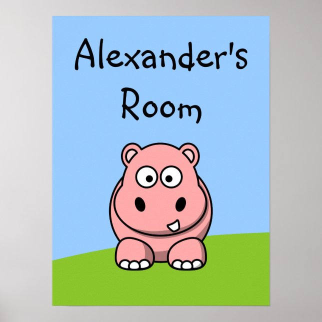 Cute Pink Hippo Poster (Front)