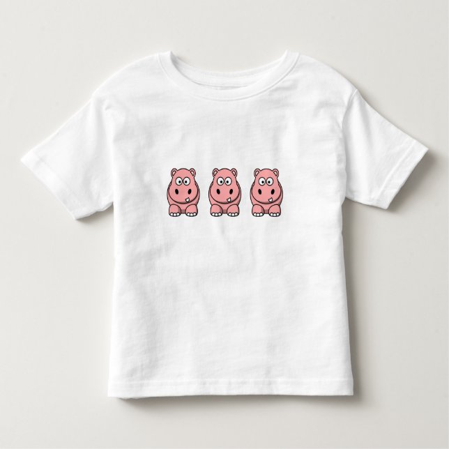 Cute Pink Hippo Toddler T-shirt (Front)