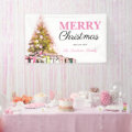 Cute Pink Holiday Tree Merry Christmas Party Banner | Zazzle