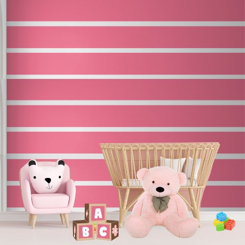 Cute Pink Horizontal Striped Pattern Wallpaper