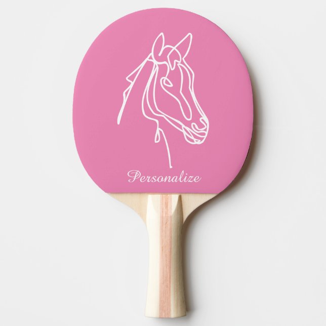 Cute pink horse personalized name table tennis ping pong paddle (Front)
