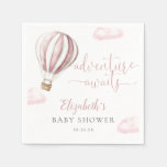Cute Pink Hot Air Balloon Girl Baby Shower Napkins