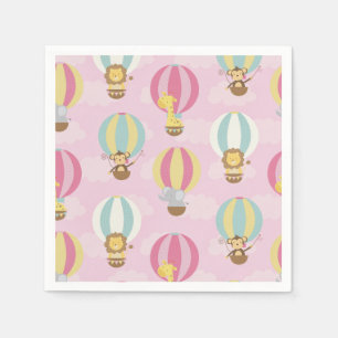 Cute Pink Hot Air Balloon Pattern Paper Napkins
