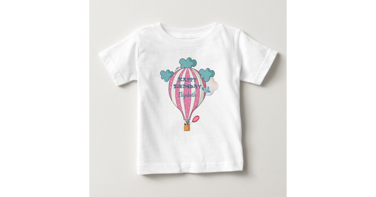 Cute Pink Hot Air Balloon With Raccoon Baby T Shirt Zazzle Com