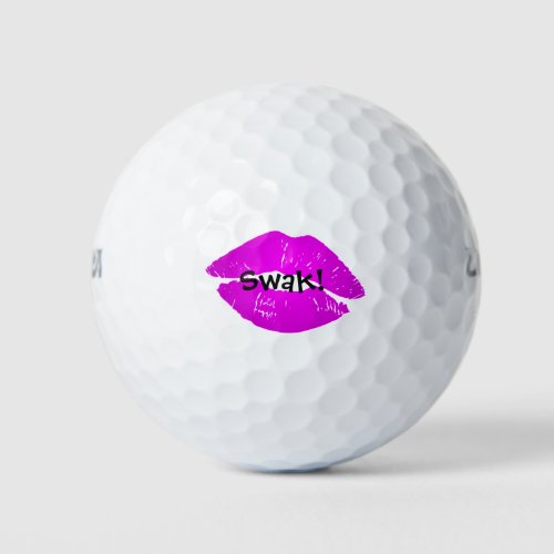 Cute Pink Hot Lips SWAK Sealed with a Kiss Love Golf Balls