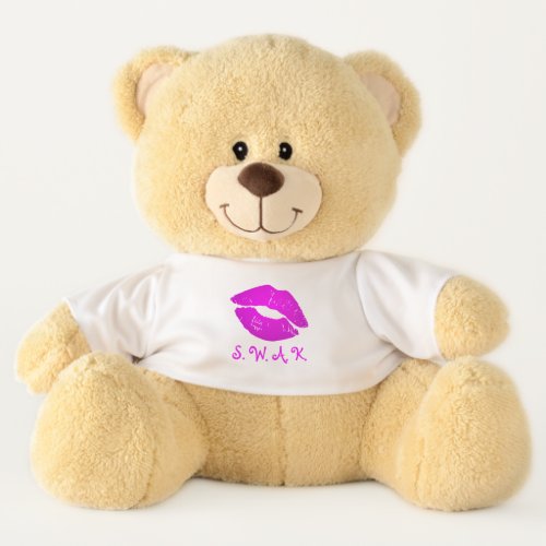 Cute Pink Hot Lips SWAK Sealed with a Kiss Love Teddy Bear