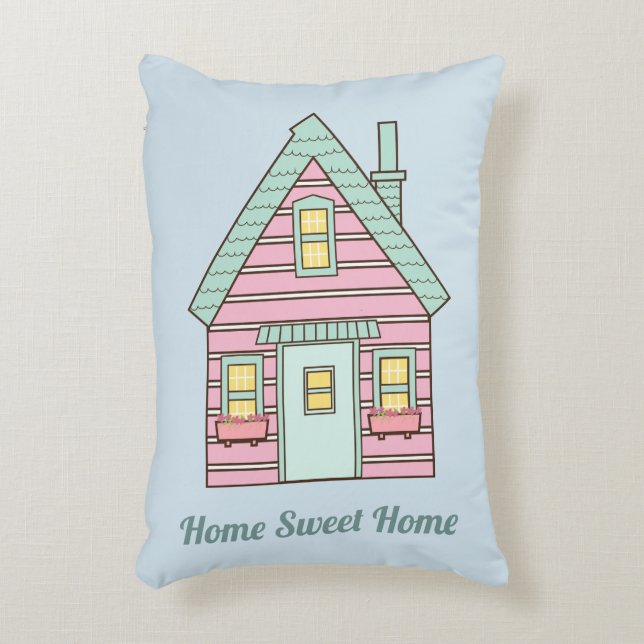 Cute Pink House Home Sweet Home Accent Pillow (Front(Vertical))