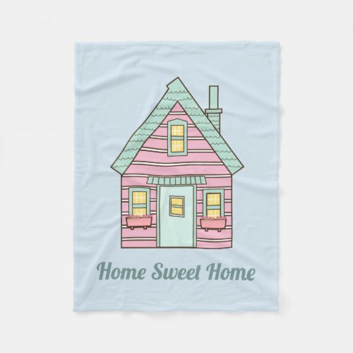 Cute Pink House Home Sweet Home Fleece Blanket