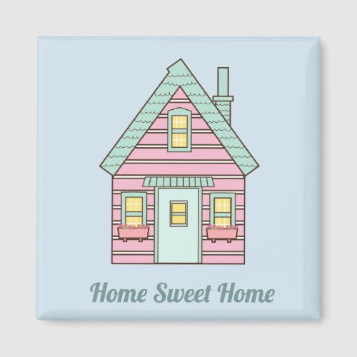 Cute Pink House Home Sweet Home Magnet