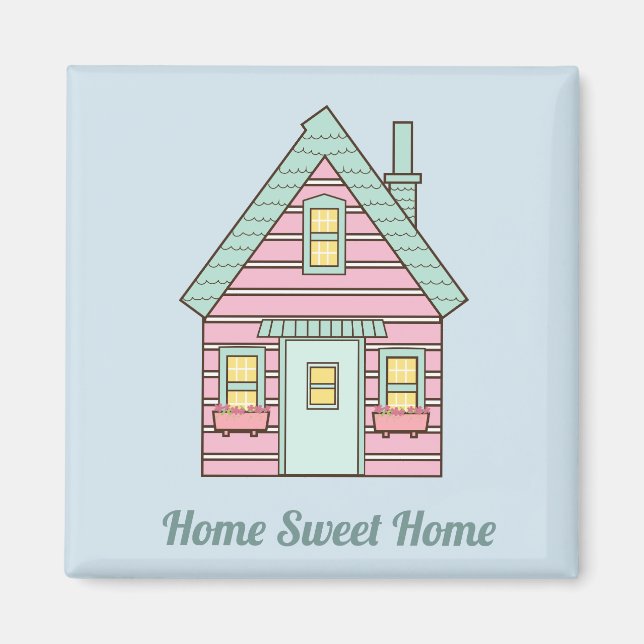 Cute Pink House Home Sweet Home Magnet (Front)