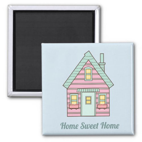 Cute Pink House Home Sweet Home Magnet