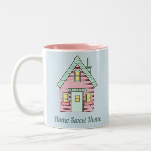 Cute Pink House Home Sweet Home Two_Tone Coffee Mug