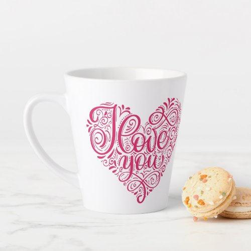 Cute Pink I Love You Heart Mothers Day Gift Latte Mug