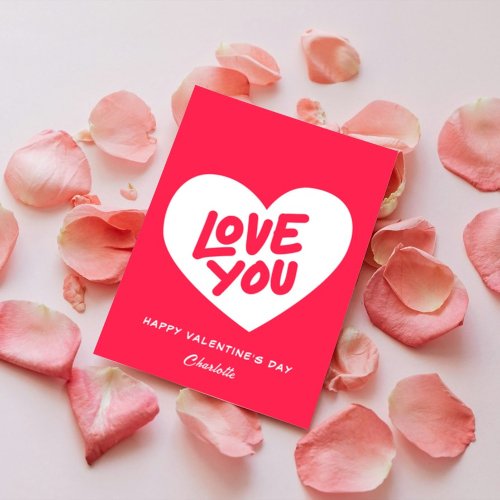 Cute Pink i love You Hearts Flirting Valentine Day Holiday Card