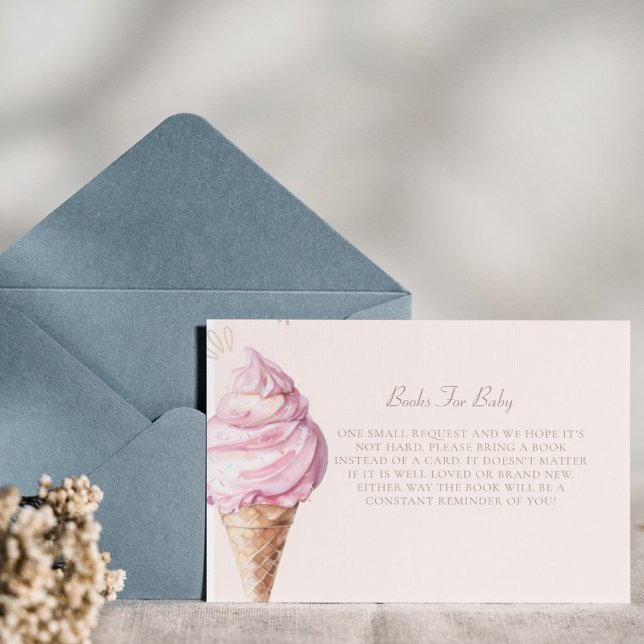 Cute Pink Ice Cream Baby Shower Book Request  Enclosure Card (Creator Uploaded)