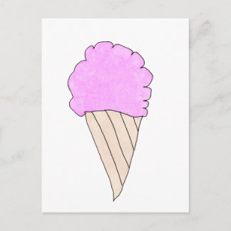 Cute Pink Ice Cream Cone Postcard