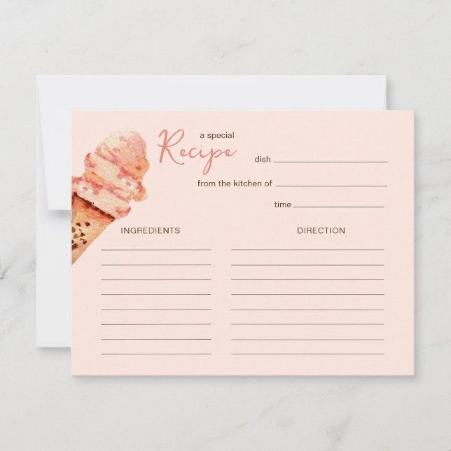 Cute  Pink Ice cream party  Recipe card (Front)