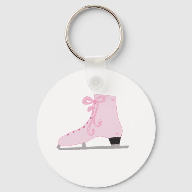 Cute Pink Ice Skate Keychain (Front)