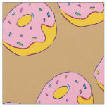Cute pink icing doughnuts sweet dessert art fabric