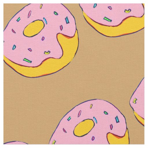 Cute pink icing doughnuts sweet dessert art fabric