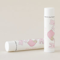 Cute Pink illustration Baby Shower Lip Balm Favors